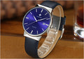 Men's leather quartz watch