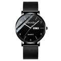 Quartz Men's Watch Mesh Black Steel Band