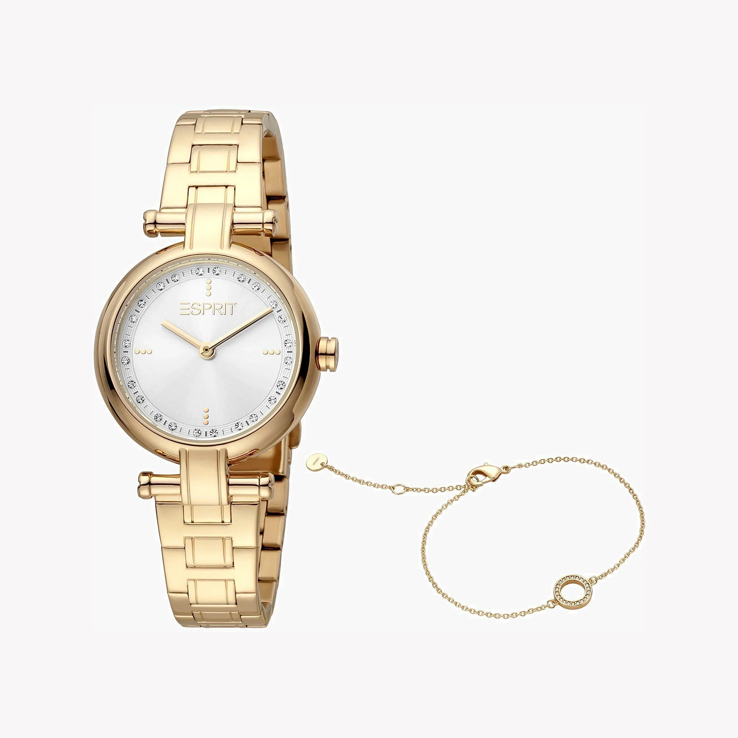 Esprit Women's Gold Stainless Steel Watch, Silver Dial | Es1l160m0055