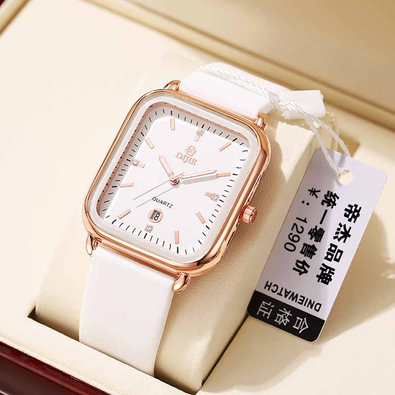 New Large Dial Square Silicone Unisex Couple Watch