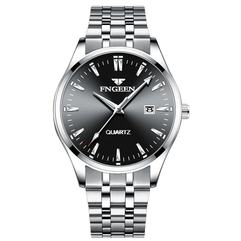 New Concept Korean Style Trendy Student Watches Men's Quartz Black Calendar Internet Celebrity Ultra-thin Waterproof Men's Watch