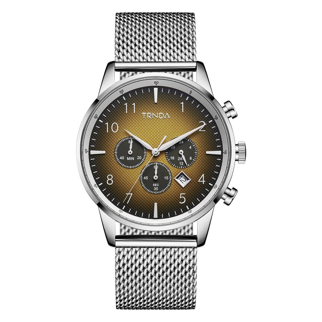 Trnda Men's Stainless Steel Watch, Gradient Cedar Brown Dial | Trnda43mm-0