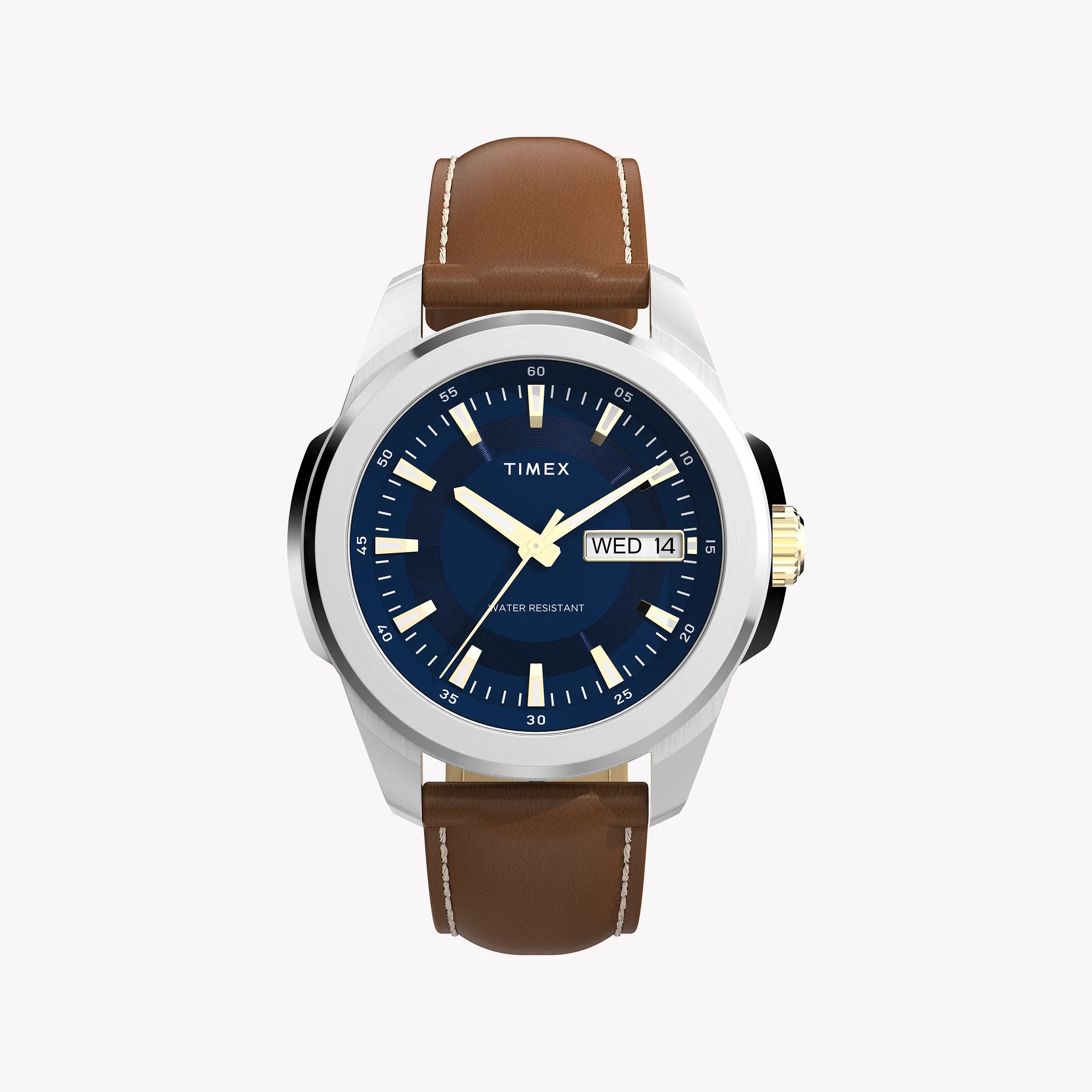 Essex 3-Hand Strap Blue Dial Brown Leather Watch | TW2Y38100-0
