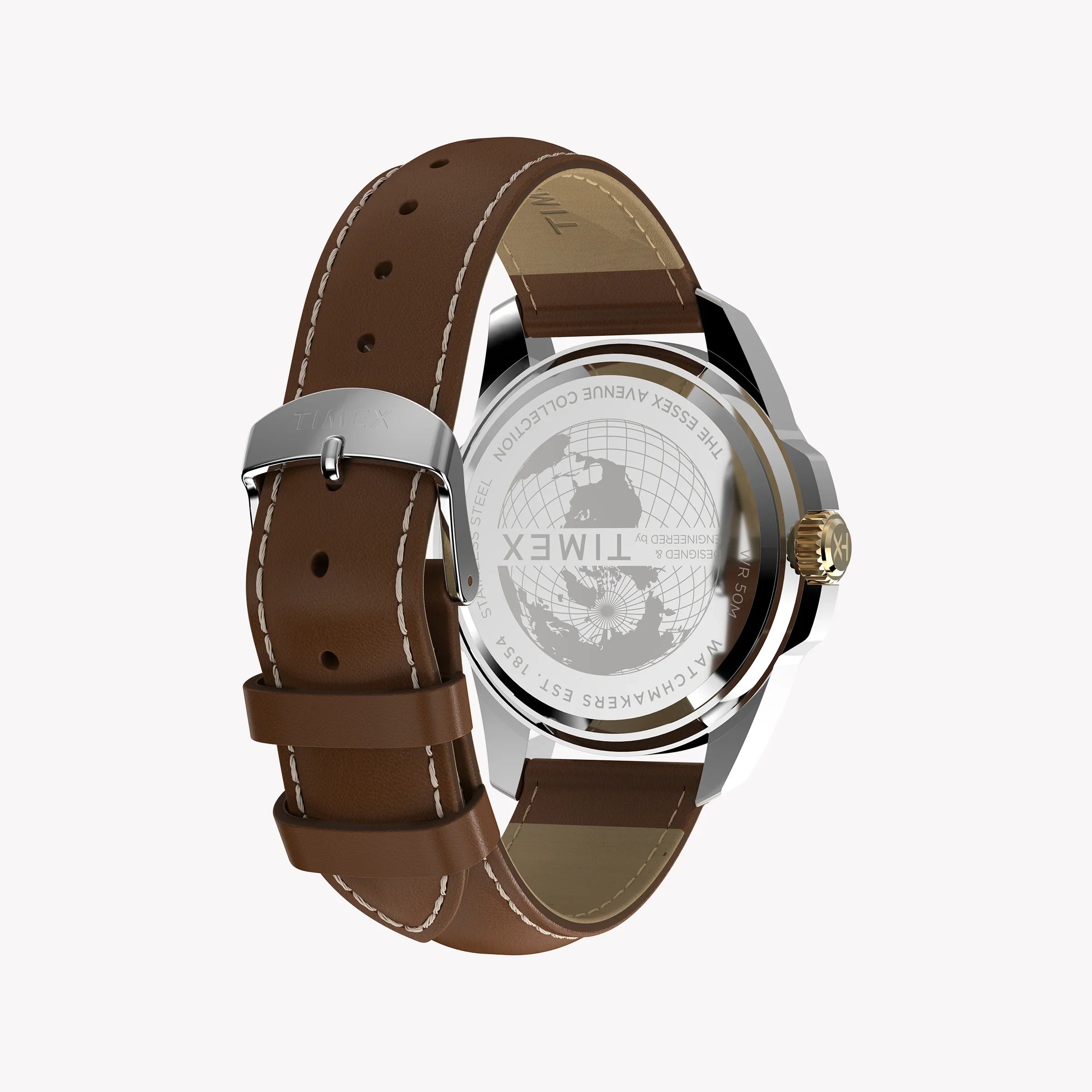 Essex 3-Hand Strap Blue Dial Brown Leather Watch | TW2Y38100-4