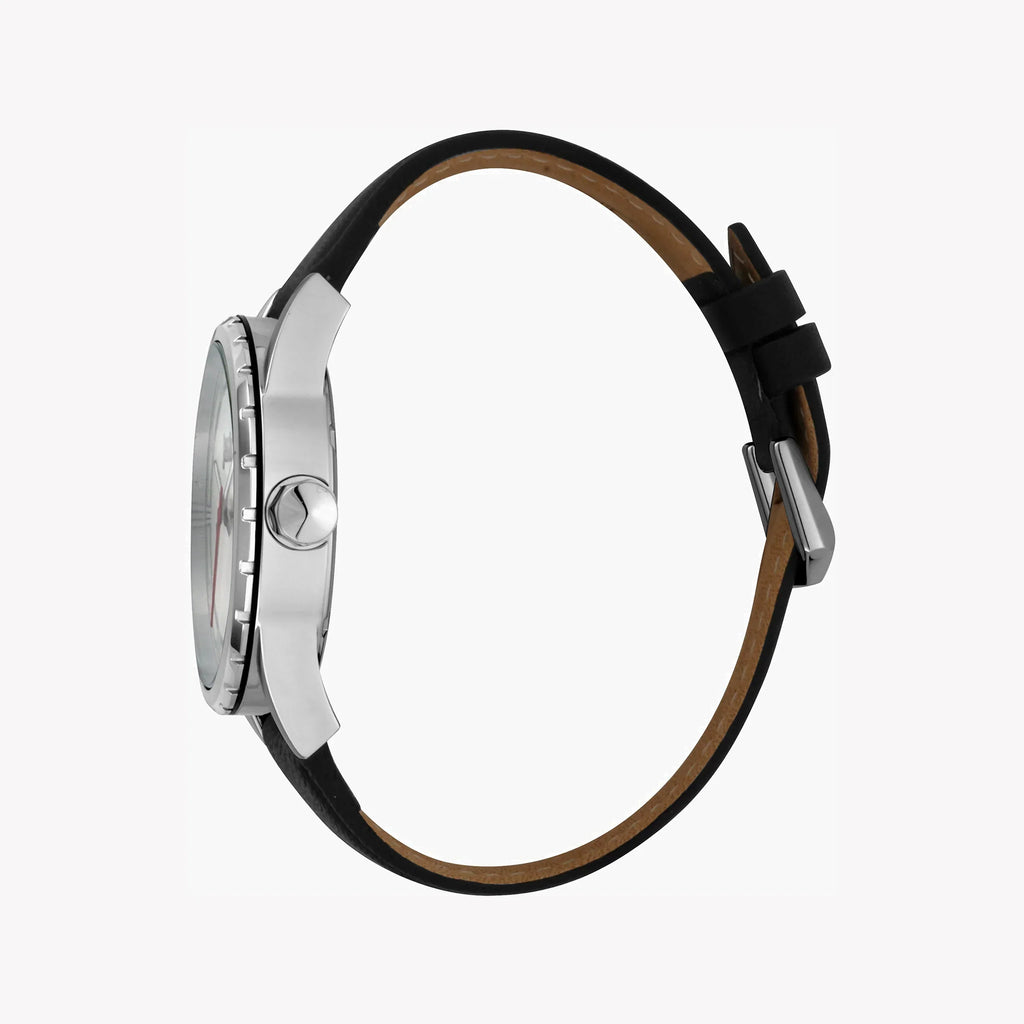 Just Cavalli Men's Silver Dial Watch, Black Leather Band | Jc1g082l0515-1