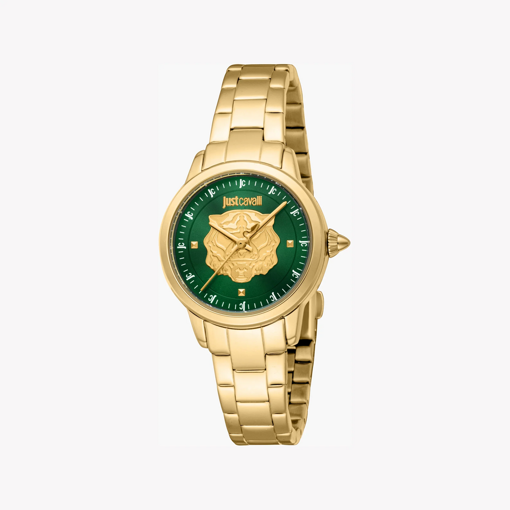 Just Cavalli Women's Gold Watch, Dark Green Dial | Jc1l334m0065-0