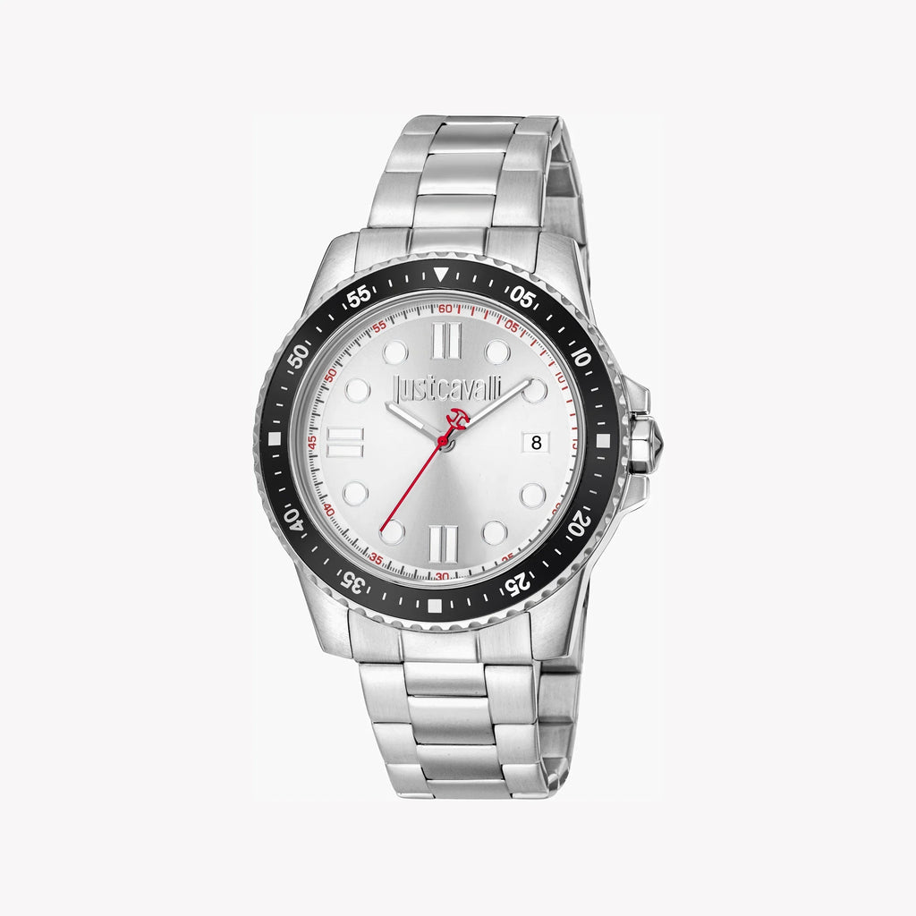 Just Cavalli Men's Silver Stainless Steel Watch, Silver Dial | Jc1g246m0245-0