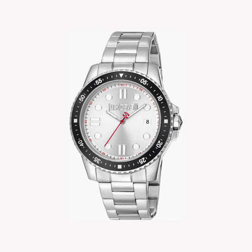 Just Cavalli Men's Silver Stainless Steel Watch, Silver Dial | Jc1g246m0245-0