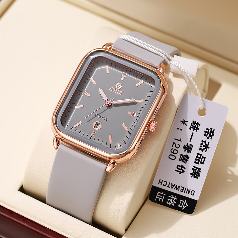 New Large Dial Square Silicone Unisex Couple Watch