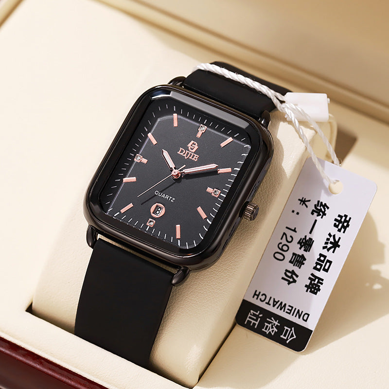 New Large Dial Square Silicone Unisex Couple Watch
